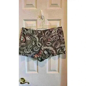 LOFT Riviera Shorts Boho Leaf Print Mid-Rise Zip Pockets Women's Size 4